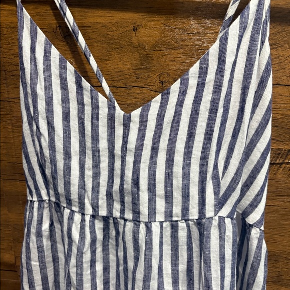 ANTIBES BLANC 100% Linen Sleeveless Stripe Maxi Dress - Picture 3 of 8